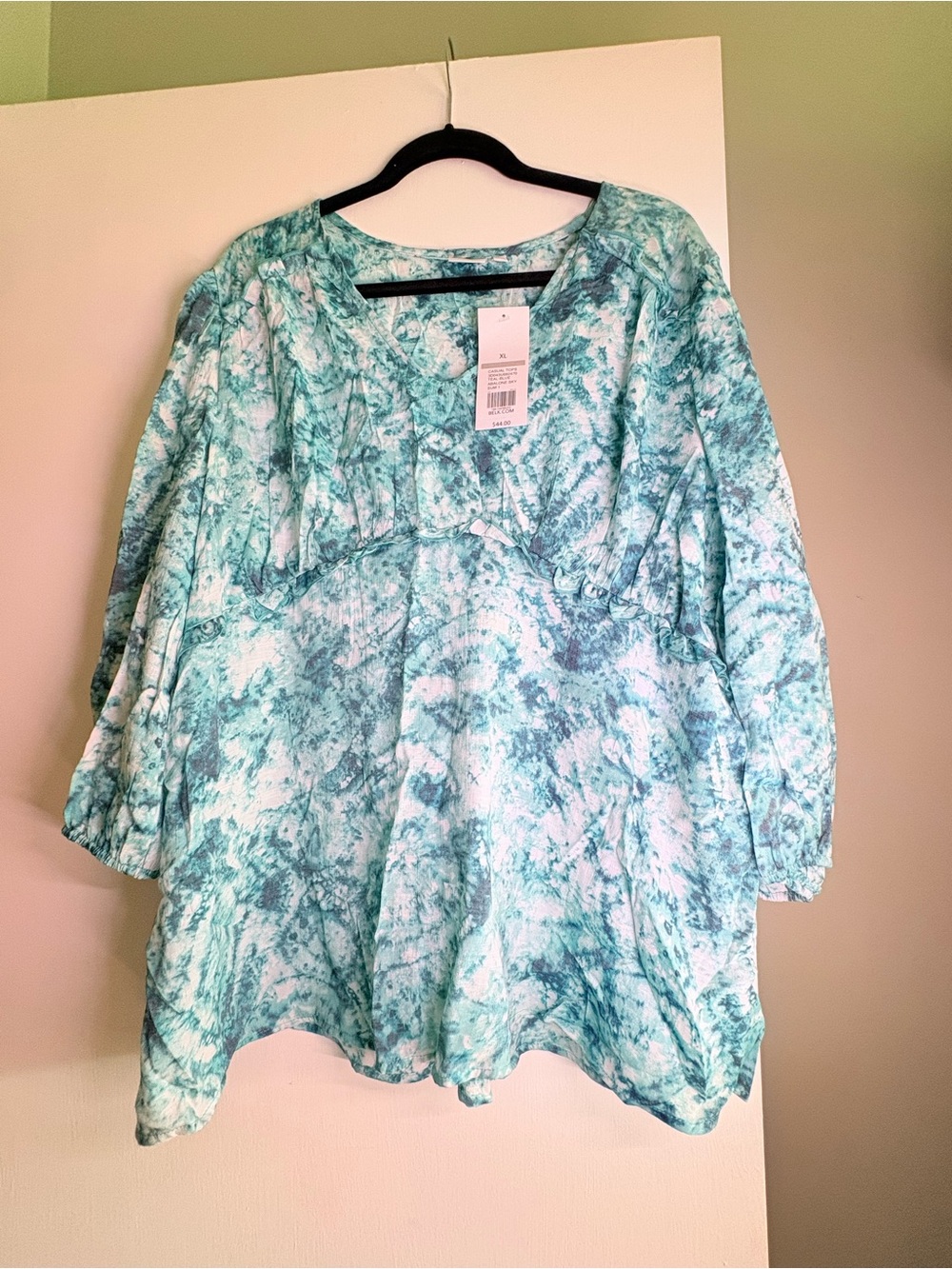 new directions Aqua Marble-Print Tunic Top
